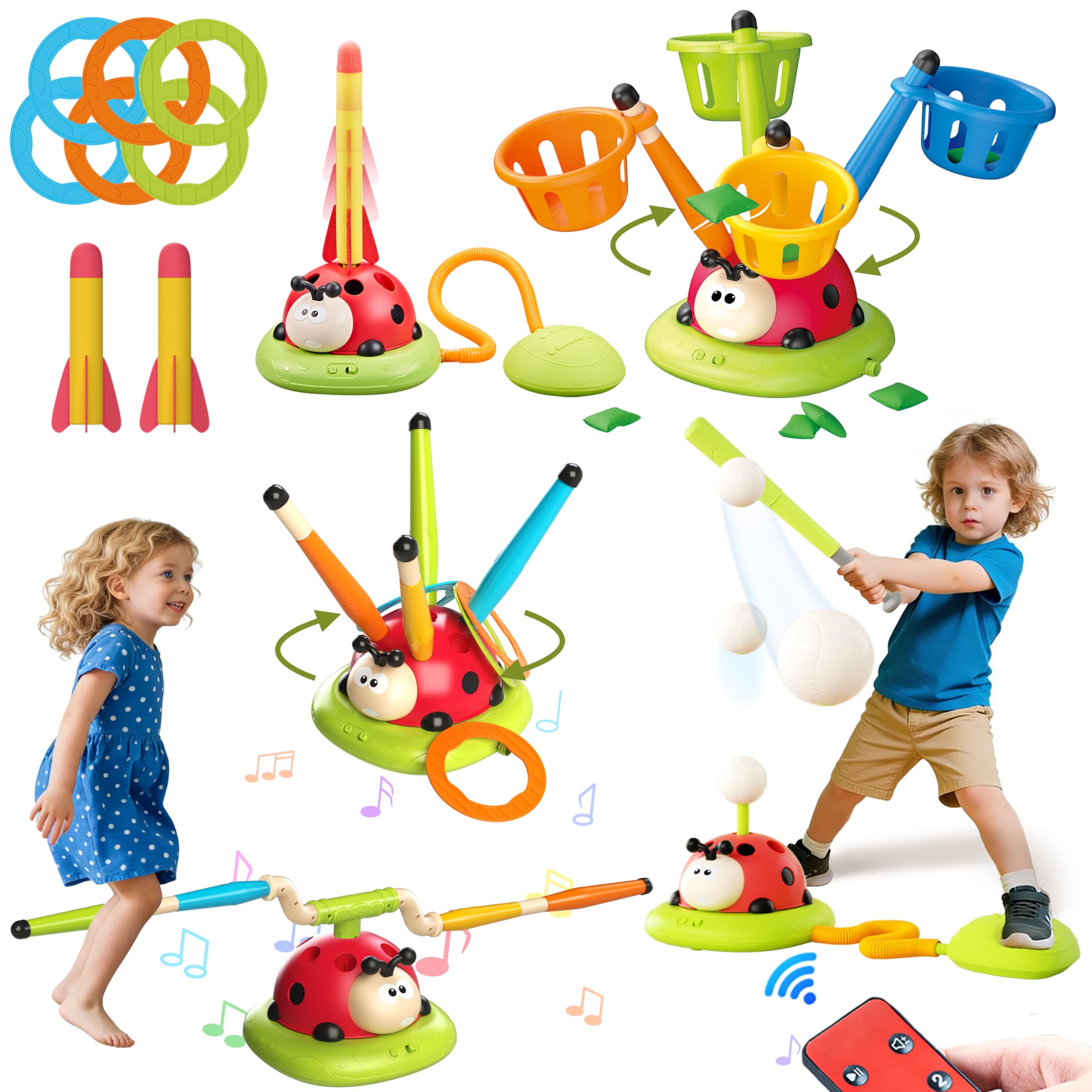 Amazon.com: 5 in 1 Musical Jump, Bean Bag Toss Ring Game, Baseball